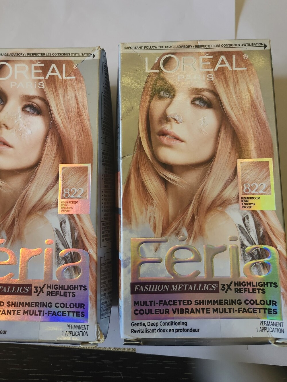 L'Oreal Feria Rose Gold Blonde Hair Color - 822 New Set Of 2